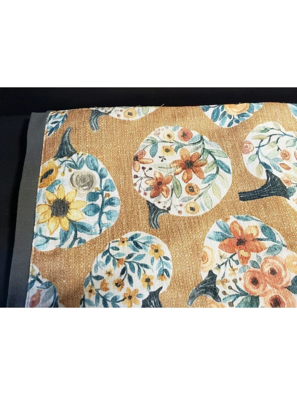 Nicole Miller Autumn Placemats QTY 4 Cotton Pumpkin Sunflower  Halloween Fall